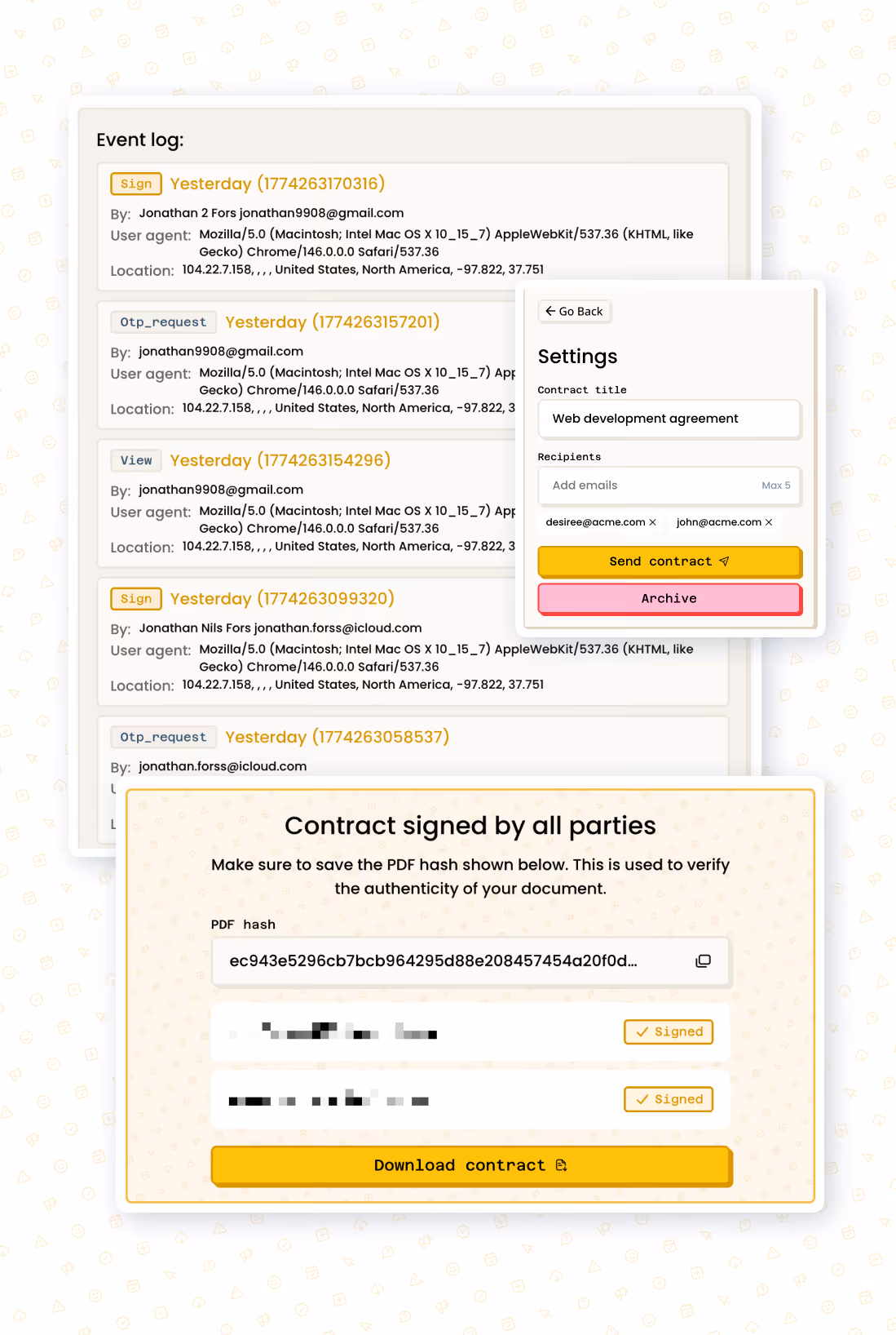 Comments and team activities interface