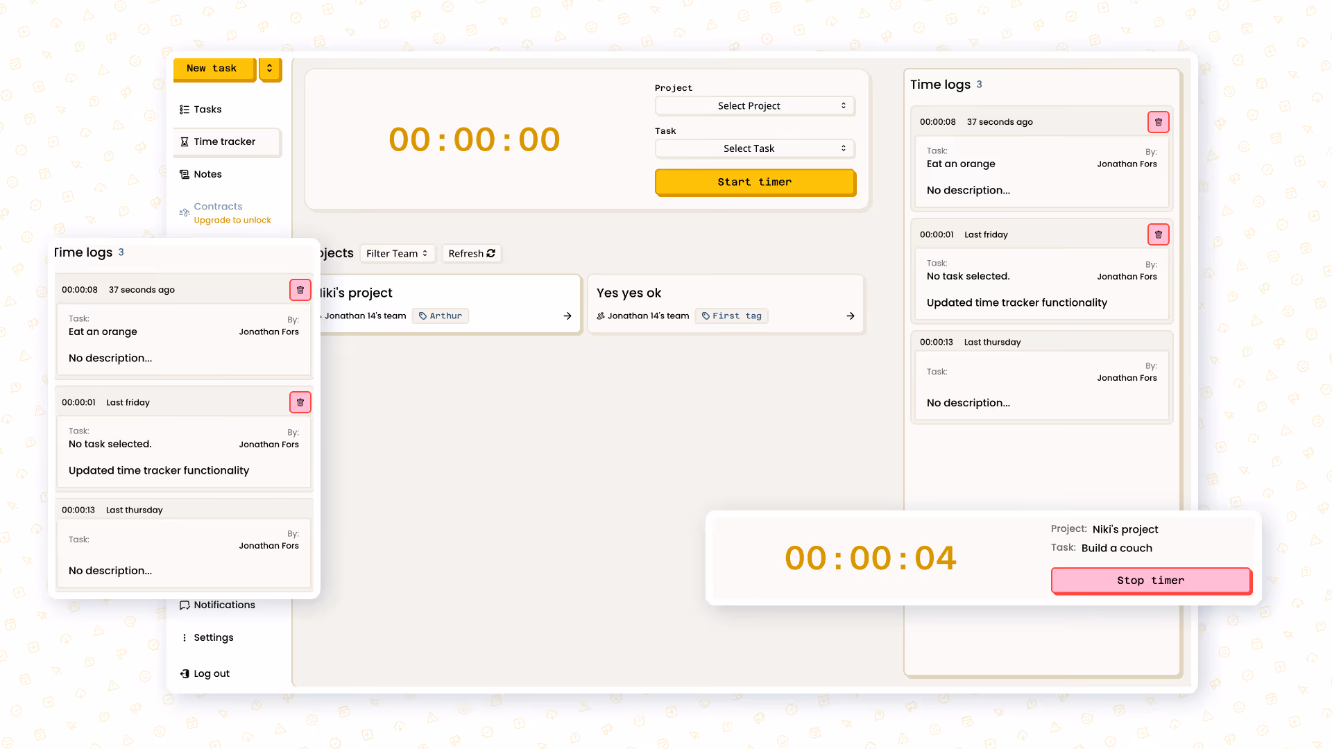 Time tracking interface